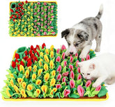 MYLIFESION Snuffle Mat for Dogs, 23.62''*15.75'' for Small & Medium, Fleece Mentally Stimulating Toys for Dogs Cats Rabbits, Helps Control Eating Speed and Train Scent Detection (Tulip Style)