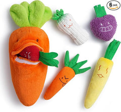 Nocciola Carrot Dog Toys – Easter Squeaky Toys-in-Toys: 5 Small Carrots Inside a Large Plush Carrot with Squeaker & Crinkle Sounds for Small, Medium, Large Breeds, Spring Pet Gifts